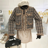 Lizakosht High-quality Temperament Ladies style tweed women short Jacket Women autumn  elegant jacket Female Fashion Jacket Woman Top